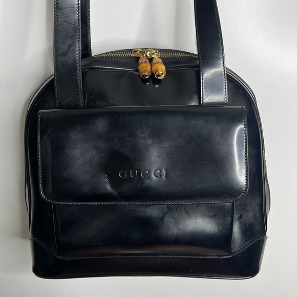 Gucci Tom Ford Era Matte Patent Leather Double Zipper Shoulder Bag - Picture 1 of 16